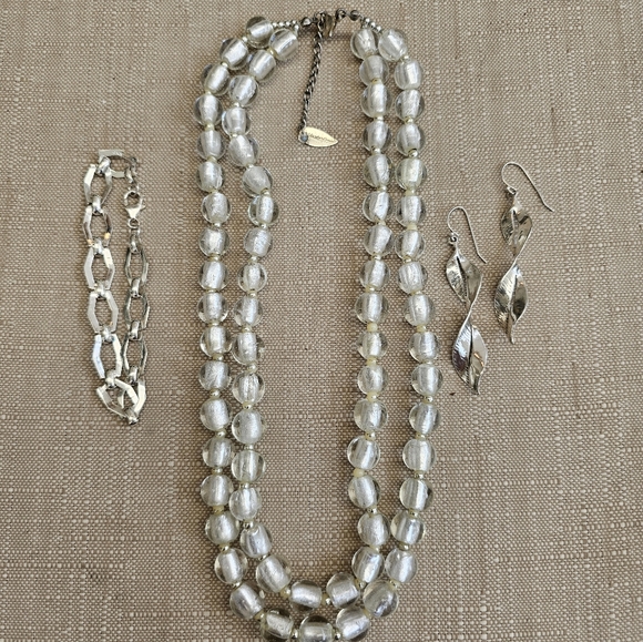 Coldwater Creek Jewelry - SET! 925 ISRAEL Earrings, 925 Bracelet, Coldwater Creek Glass Bead Necklace SET!